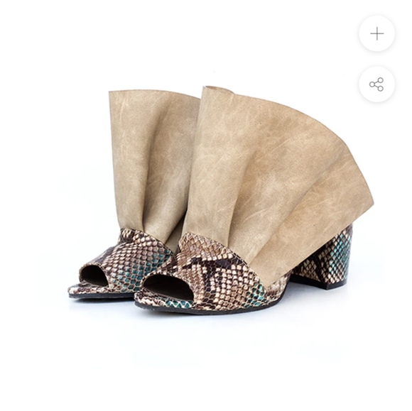 LA FEMME ROJE* Kavir-e Mule Heeled Sandals cruelty free, non leather materials - Picture 2 of 14